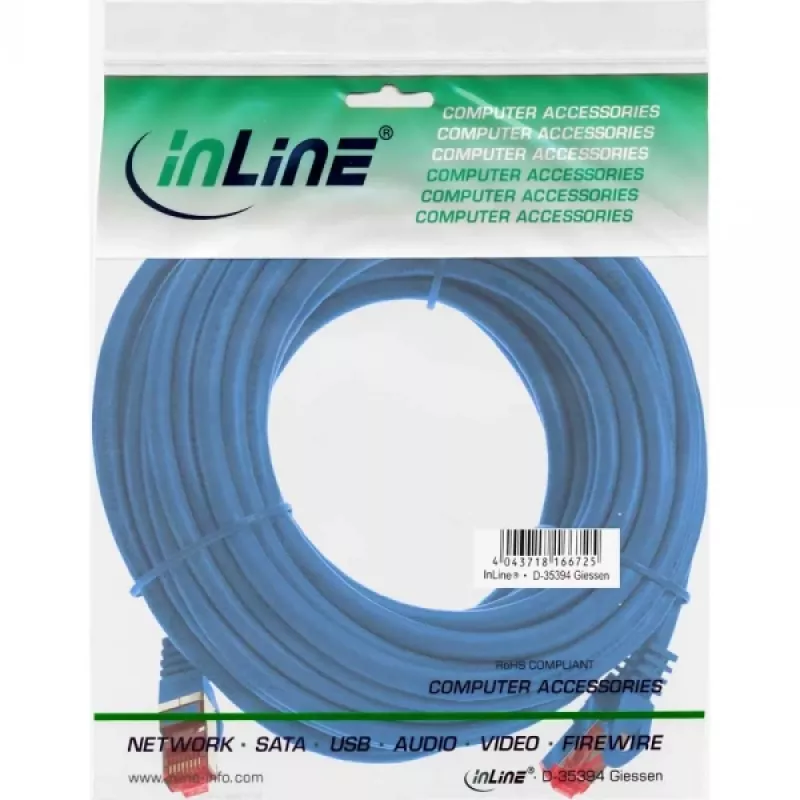 Cabo de rede InLine S/FTP PiMF Cat.6 250MHz PVC CCA azul 10m