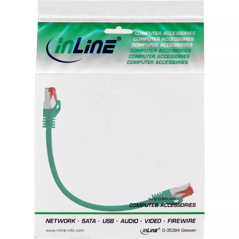 Cabo de rede InLine S/FTP PiMF Cat.6 250MHz PVC CCA verde 0,25m