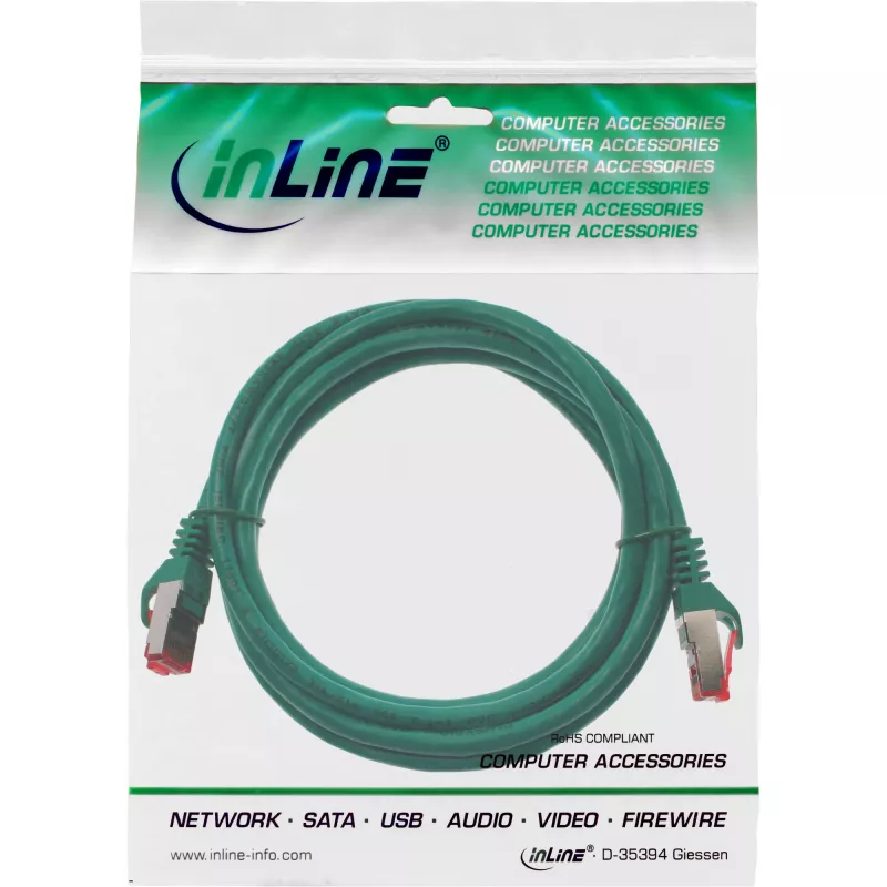 Cabo de rede InLine S/FTP PiMF Cat.6 250MHz PVC CCA verde 1,5m