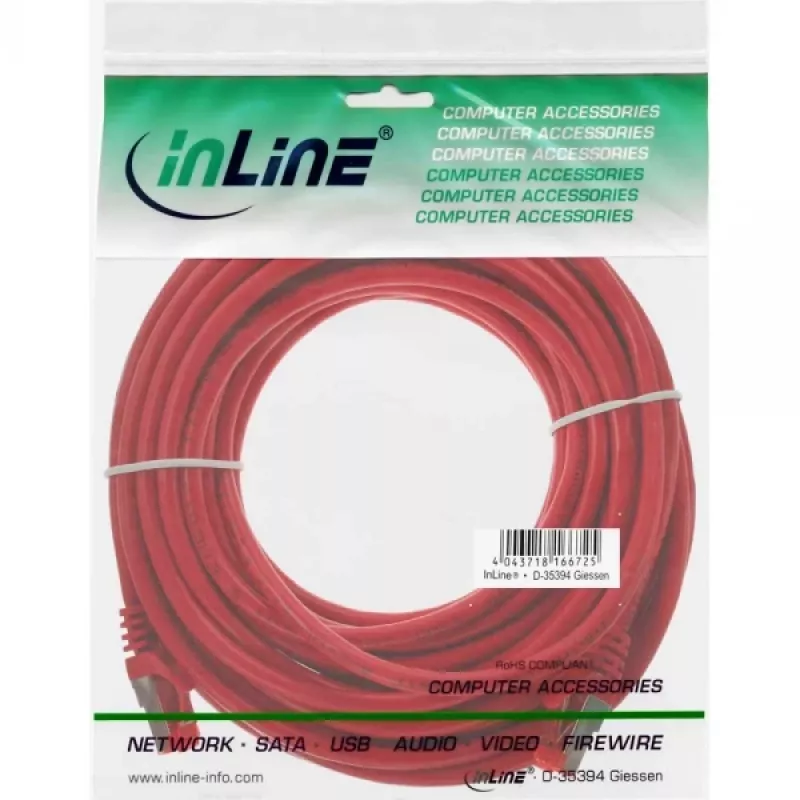 Cabo de rede InLine S/FTP PiMF Cat.6 250MHz PVC CCA vermelho 10m
