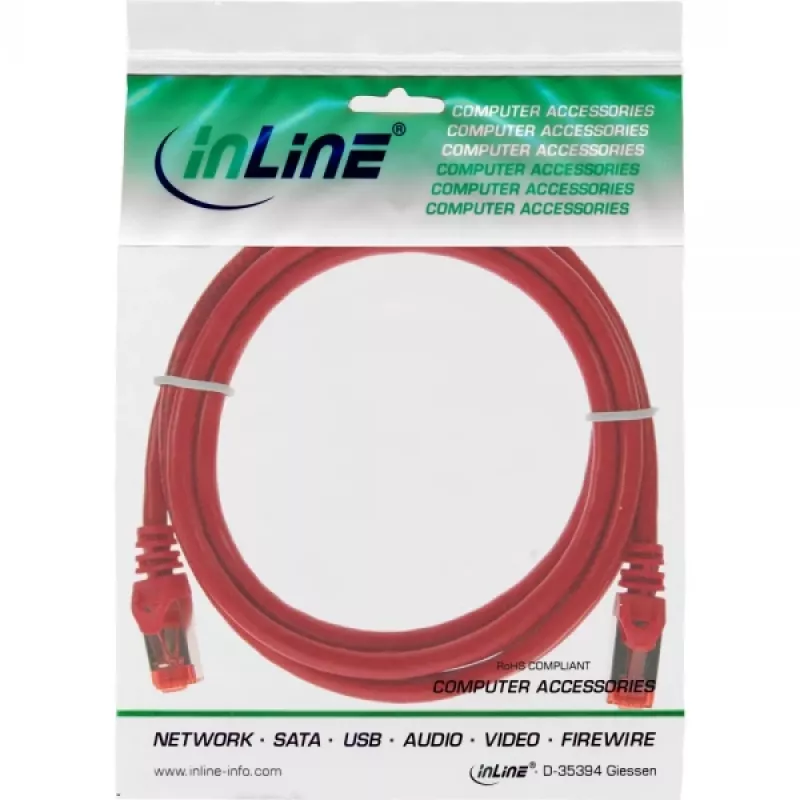 Cabo de rede InLine S/FTP PiMF Cat.6 250MHz PVC CCA vermelho 3m