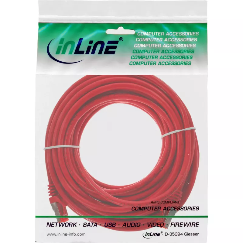 Cabo de rede InLine S/FTP PiMF Cat.6 250MHz PVC CCA vermelho 5m