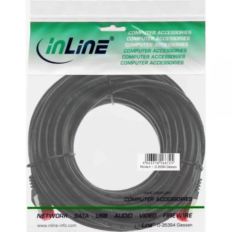 Cabo de rede InLine S/FTP PiMF Cat.6 250MHz PVC CCA branco 7,5m