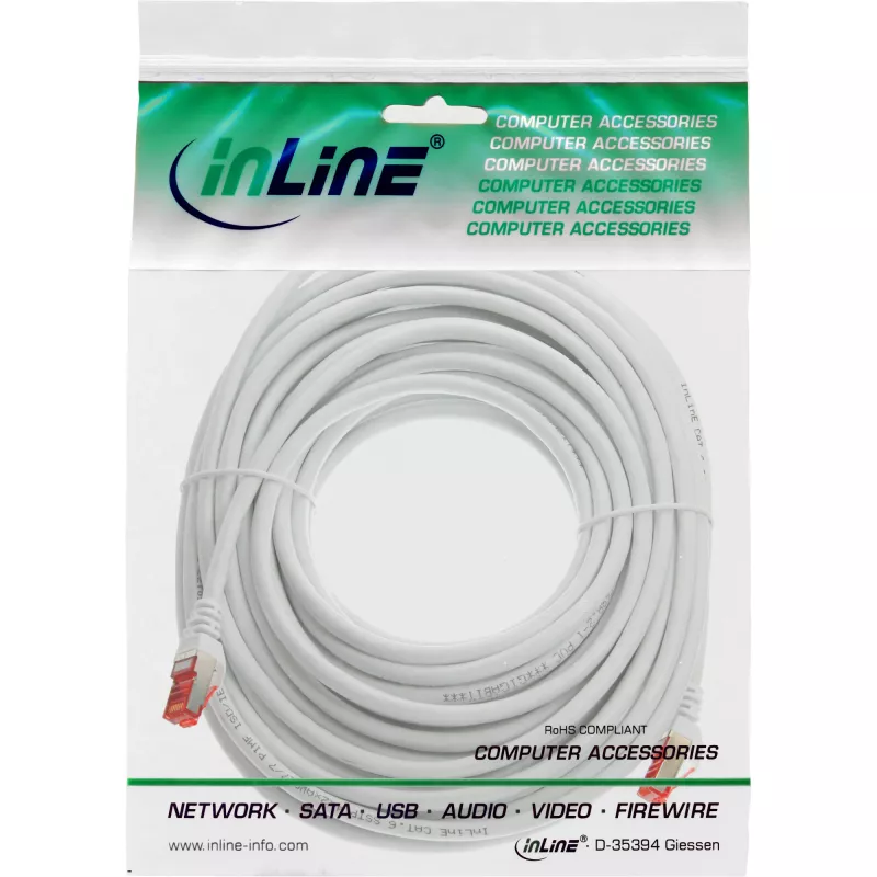 Cabo de rede InLine S/FTP PiMF Cat.6 250MHz PVC CCA branco 10m