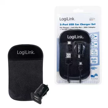 Carregador para dispositivos móveis LogiLink PA0204 Universal preto isqueiro interior 12/24 V 2,1 A