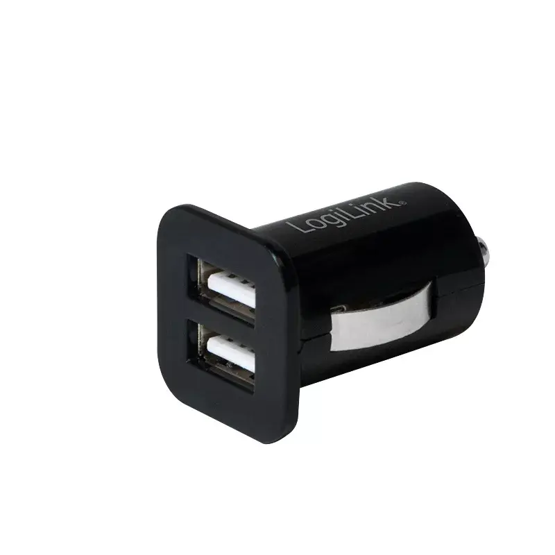 Carregador de automóvel universal LogiLink PA0204, 2 x USB, 10,5 W, 2,1 A, indicador LED, preto