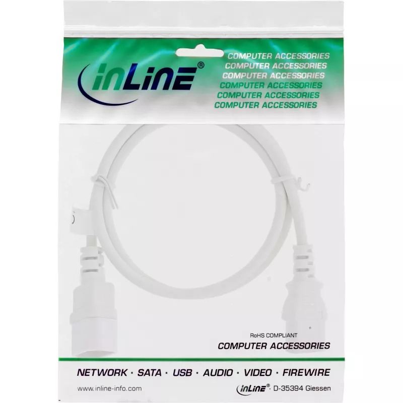 Extensão de cabo de alimentação C13 C14 InLine 16631W 1 m branco