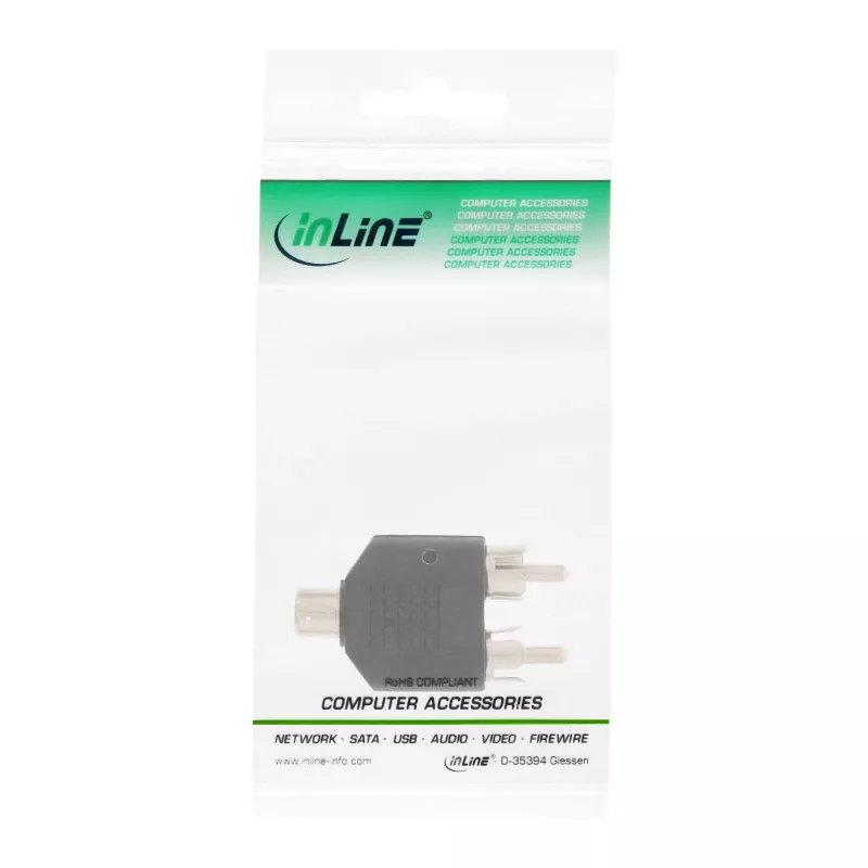 Adaptador de áudio conector fêmea RCA / 2x ficha RCA InLine 99311