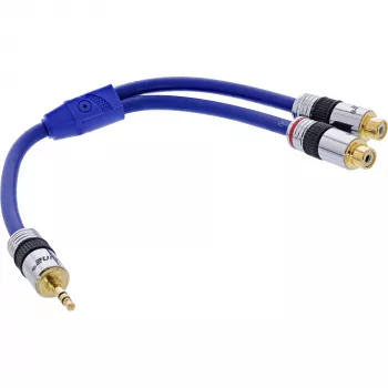Cabo de áudio InLine Premium 2x RCA fêmea / 3,5 mm macho banhado a ouro 0,25 m