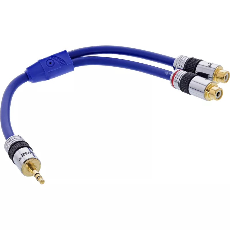 Cabo de áudio InLine Premium 2x RCA fêmea / 3,5 mm macho banhado a ouro 0,25 m