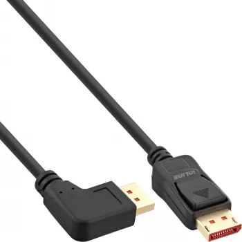 Cabo DisplayPort 1.4 InLine, 8K4K, angular à esquerda, preto/dourado, 5 m