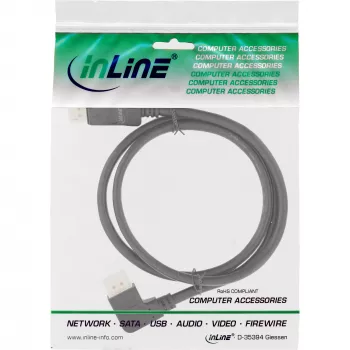 Cabo DisplayPort 1.4 InLine, 8K4K, angular à esquerda, preto/dourado, 5 m