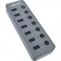 Hub USB 3.2 Gen.1 InLine, 7 portas, com interruptor, alumínio, cinzento, com fonte de alimentação