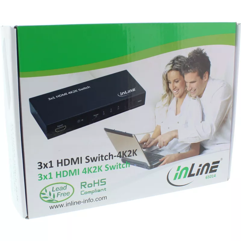 Comutador HDMI InLine 3 IN para 1 OUT sinal 4K2K 3D HD Audio