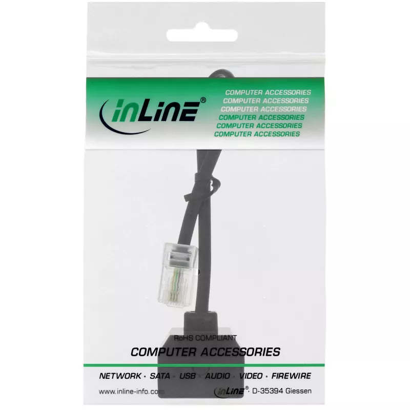 Splitter ISDN InLine 1x RJ45 macho / 2x RJ45 fêmea, 8P4C sem resistências