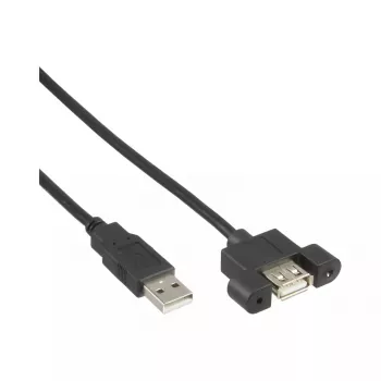 InLine Cabo USB 2.0 A macho para A fêmea para suporte de slot, 0,6 m, preto, embalagem a granel de 120 unidades