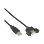 InLine 100 unid. pack a granel cabo USB 2.0 ficha A para conector fêmea A para chapa de slot 0,6 m