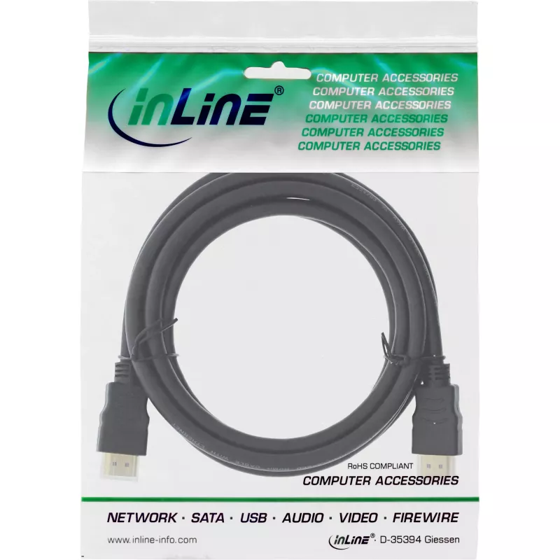 Cabo HDMI High Speed com Ethernet Premium 4K2K InLine macho/macho preto 0,3m