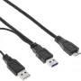 Cabo Y USB 3.2 Gen.1 InLine 2x ficha Type-A / ficha Micro-B, preto, 1,5m