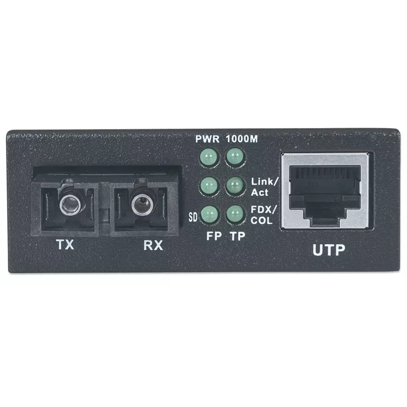 Conversor de suporte Gigabit Ethernet monomodo Intellinet, 10/100/1000Base-T para 1000Base-Lx (SC) monomodo, 20 km