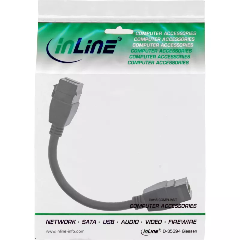 Cabo Keystone HDMI 2 vias InLine 4K/60Hz, conector fêmea HDMI A/conector fêmea, preto, 0,2 m