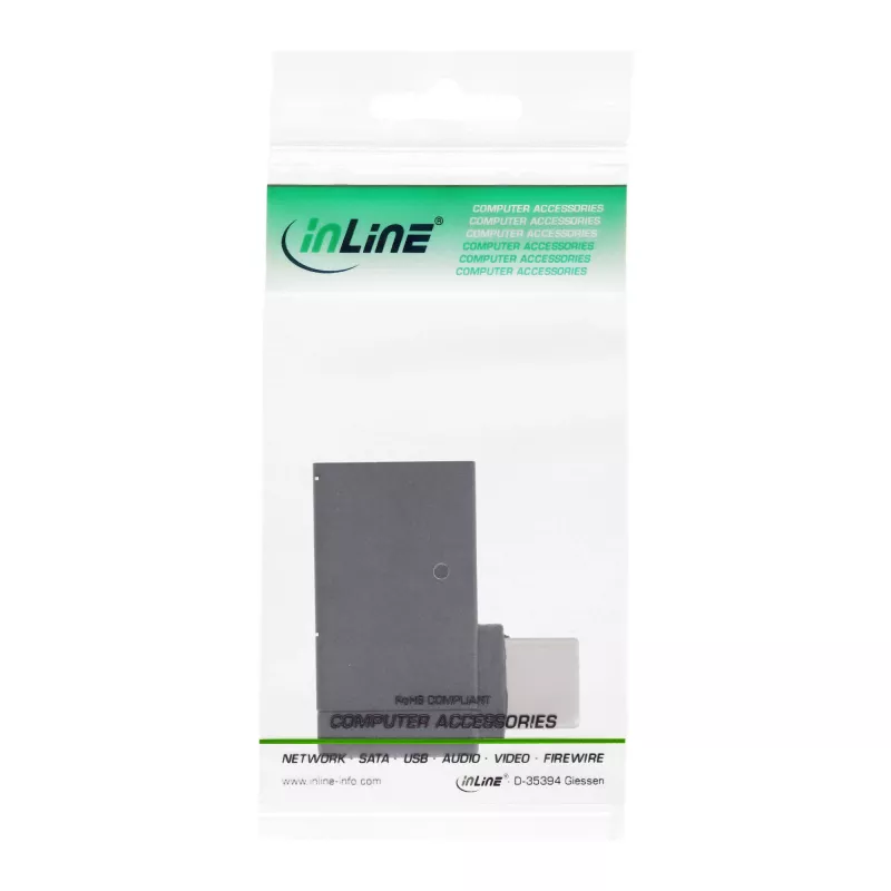 Adaptador USB 3.2 Gen.2 InLine, ficha USB-C para conector fêmea USB-A angular 90° OTG