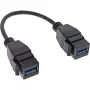 Cabo adaptador Keystone USB 3.2 Gen1 InLine 2x, 2x conector fêmea USB A Keystone, 0,2m