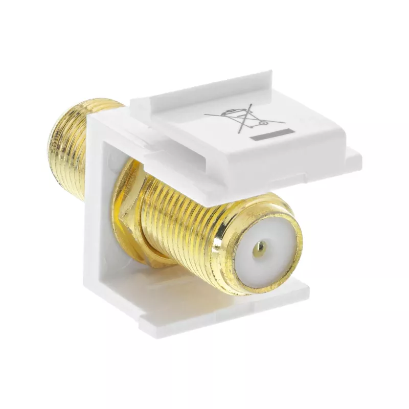 Adaptador de montagem Keystone InLine, para cabo de satélite, 2x conectores fêmea F, branco