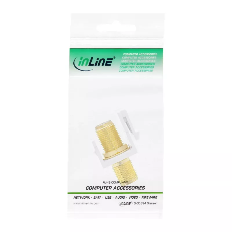 Adaptador de montagem Keystone InLine, para cabo de satélite, 2x conectores fêmea F, branco