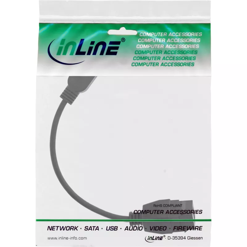 Cabo adaptador USB 3.2 Gen1 InLine 76206C 0,2 m USB A macho para fêmea Keystone