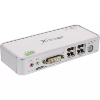 Comutador KVM compacto de secretária InLine USB DVI 2 portas + áudio com cabos 1,2m