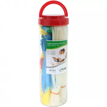 Caixa de abraçadeiras InLine 1000 unid., multicolor — fixadores de cabos, pack de 1000