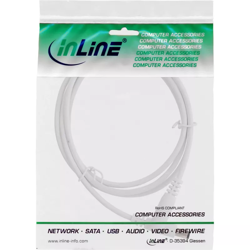 Cabo de extensão DC InLine, macho/fêmea DC 5,5x2,1mm, branco, 3m
