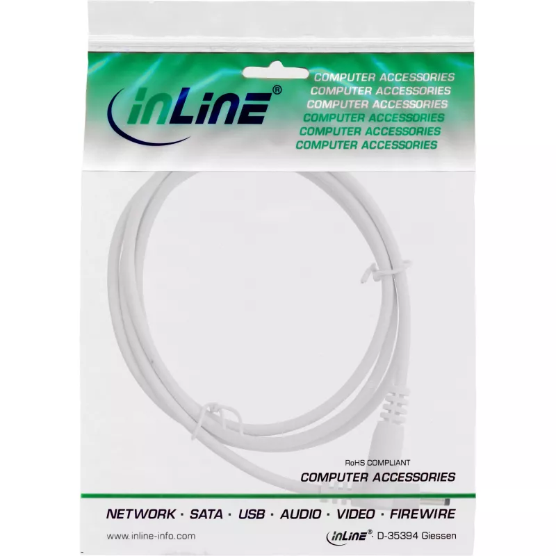 Cabo de extensão DC InLine, macho/fêmea DC 4,0x1,7mm, branco, 5m