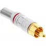Ficha RCA metálica InLine, macho, para soldar, prateado, anel vermelho, para cabo de 6 mm