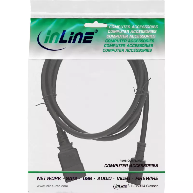 Cabo adaptador de alimentação InLine, IEC-60320 C20 para C13, 3x1,5mm², máx. 10A, 3m