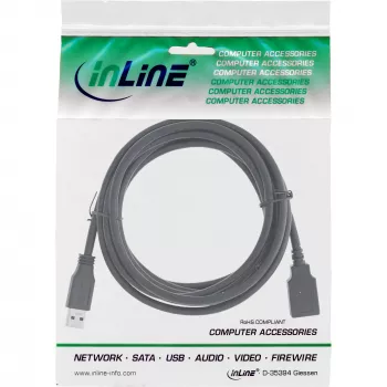 Cabo USB 3.2 Gen.1 InLine Type-A macho / Type-A fêmea, preto, 5 m