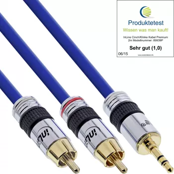 Cabo de áudio InLine Premium 2x ficha RCA / ficha 3,5 mm dourado 0,5 m