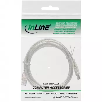 Cabo USB 2.0 Type-A macho / Type-B macho InLine 34505T 0,5 m transparente