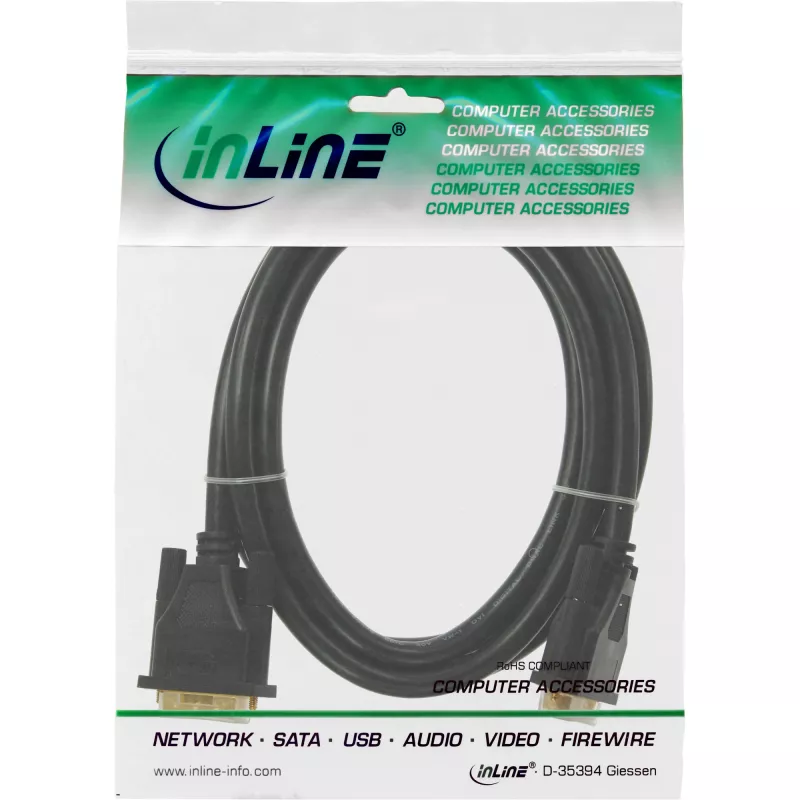 Cabo DVI-D Premium 24+1 macho/macho Dual Link dourado 7,5 m InLine 17787P