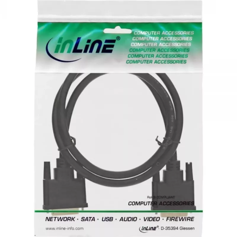 Cabo DVI-D Premium 24+1 macho/macho Dual Link dourado 1 m InLine 17771P