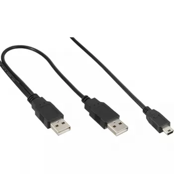 Cabo Mini-Y USB InLine 2x Type-A macho / Mini-B macho, 5 pinos, 1 m