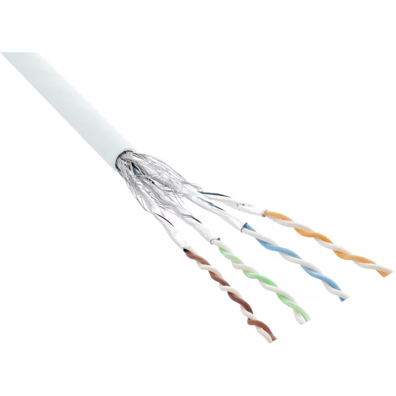 Cabo de rede InLine S/FTP PiMF Cat.6 AWG27 PVC CU 100 m, branco