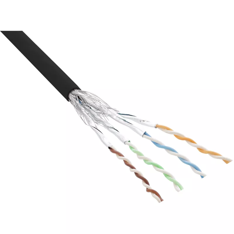 Cabo de rede InLine S/FTP PiMF Cat.6 preto AWG27 PVC CU 100 m