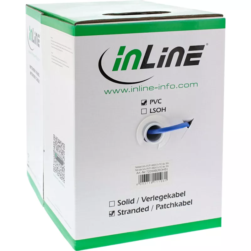 Cabo de rede InLine SF/UTP Cat.5e AWG26 CCA PVC azul 100 m