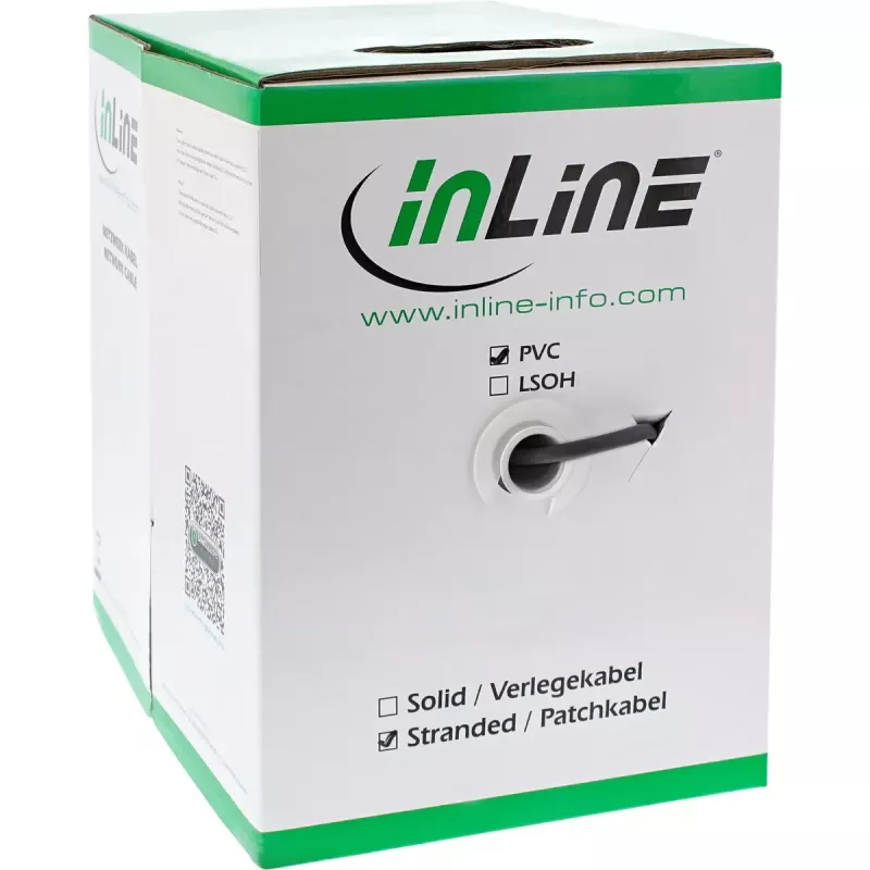 Cabo de rede InLine SF/UTP Cat.5e AWG26 CCA PVC preto 100 m