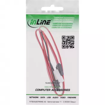 Cabo SATA InLine Slimline, fino SATA 13 pinos (7+6) lado do cabo para SATA+alimentação, 0,4 m