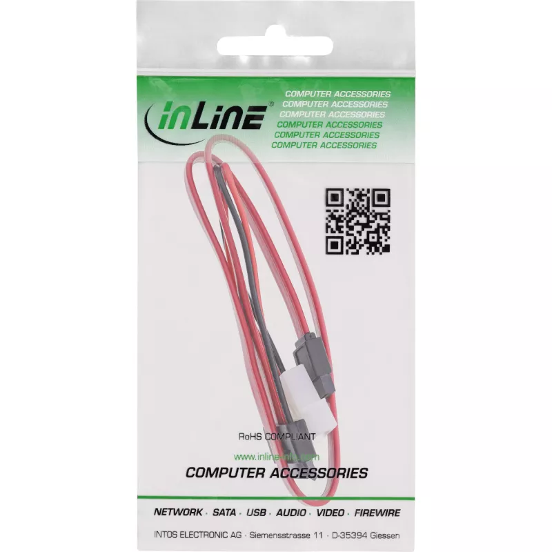Cabo SATA InLine Slimline, fino SATA 13 pinos (7+6) lado do cabo para SATA+alimentação, 0,4 m
