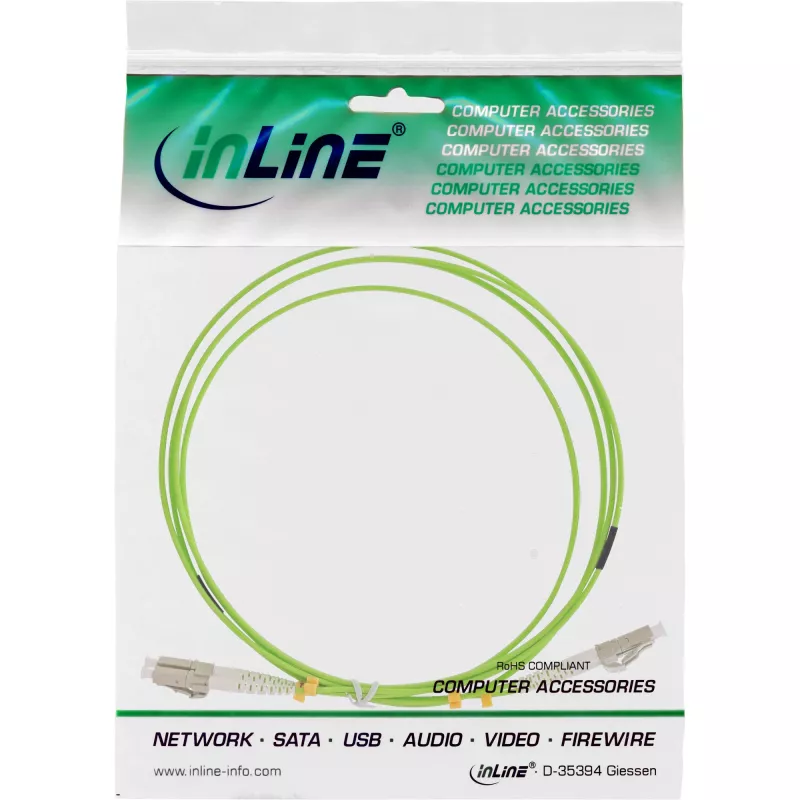 Cabo de fibra ótica duplex InLine LC/LC 50/125µm OM5 15 m