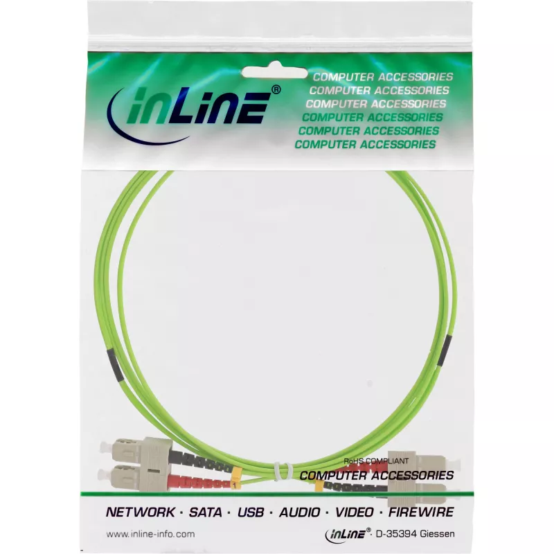 Cabo de fibra ótica duplex InLine SC/SC 50/125µm OM5 10 m